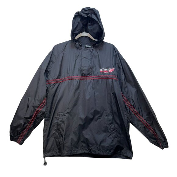 Proedge Mens Detroit Red Wings Pullover Windbreaker Jacket L Black - Picture 1 of 12